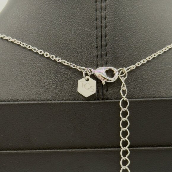 TCS Touchstone Crystal Bar Pendant Necklace Clear Silver Tone Elongated 34" - Picture 9 of 12